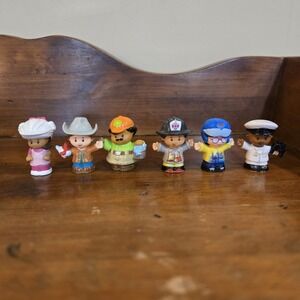 Little People Lot Of 6 Figures Policewoman Boat Captain Firefighter Zoo Worker..